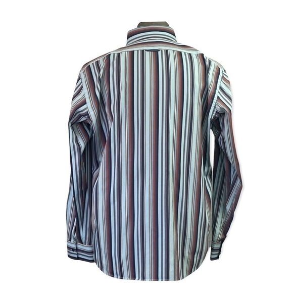 HUGO BOSS Button Down Long Sleeve Multi Colored Stripes Men’s Cotton Dress Shirt - Picture 3 of 9